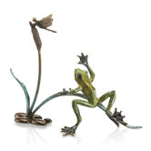 Rainforest Frog with Dragonfly Statue