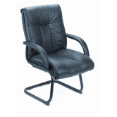 Leather Guest Chair with Upholstered Armrests