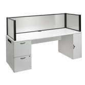 Office In a Box Desk with Privacy Screen and Bookcase