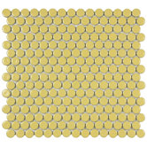 Penny 12" x 12-1/4" Porcelain Mosaic in Vintage Yellow