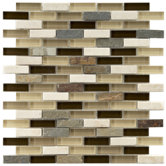 Sierra 11-3/4" x 12" Glass and Stone Subway Mosaic in Nassau