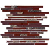 Sierra 11-3/4" x 12" Glass and Stone Piano Mosaic in Bordeaux