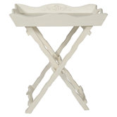 Flower Butler's Tray in Antique White finish