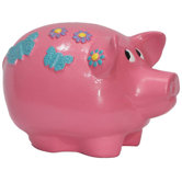 Girly Chic Double Sided Flower Power Piggy Bank