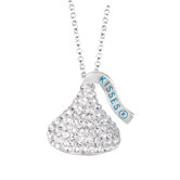 Sterling silver & White Crystals Medium Flat Back Hershey's Kiss Pendant