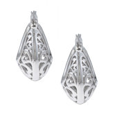 Platifina Platinum Plated Sterling Silver Sweethearts Hoop Earrings