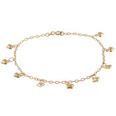 Caribe Gold 14k Gold over Silver Dangling Heart Anklet