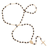 Gold Plated Bronze Beaded Rosary Necklace