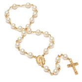 Gold Plated Bronze Swarovski Pearl Pocket Rosary