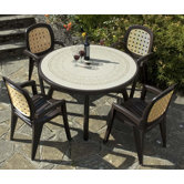 Colosseo 120cm Ravenna Table with Lesena Rattan Chairs in Coffee