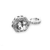 Chandi Court Sterling Silver Solitaire Style Hexagonal Pendant with Cubic Zirconium