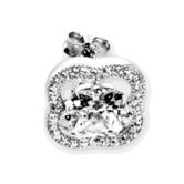 Chandi Court Sterling Silver Stud Earrings with Round-cut Cubic Zirconium