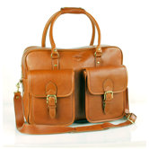 18" Leather Gym Bag with Front Pockets
