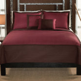 Barclay King Quilt with Two Shams in Chocolate / Red