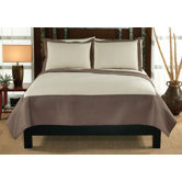 Barclay Full / Queen Quilt with Two Shams in Tan / Cream
