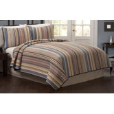 Morning Stripe Quilt with Two Shams