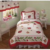 Lady Bug Yard Quilt with Pillow Sham, Sheet Set, Pillow, and Valance