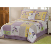 Patch of Flowers Full / Queen Quilt with 2 Shams