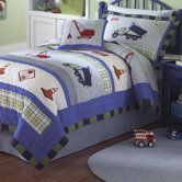 Trucks at Work Quilt with Pillow Sham