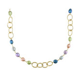 Irregular Pearl Neckl ace with Yellow Plated Polished Brass Round Links
