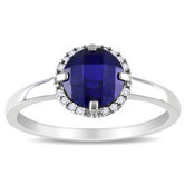 White Gold Created Blue Sapphire Fashion Ring