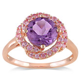 Pink Silver Pink Rhodium Plated Amethyst Pink Sapphire Fashion Ring