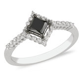 White Gold Black and White Diamonds Fashion Ring