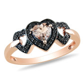 Pink Gold Heart Shaped Morganite Multi Stone Ring