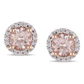 Round Cut Morganite Stud Earrings