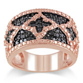 Pink Silver Round Cut Diamond Statement Ring