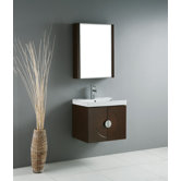 Genova 24" Wall Mounted Bathroom Vanity Set in Walnut