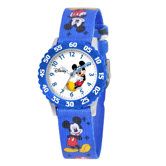 Kid's Mickey Mouse Time Teacher Watch in Printed Blue with Blue Bezel
