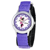 Kid's Minnie Mouse Time Teacher Watch in Purple Nylon
