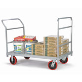 Heavy Duty Platform Truck, Quiet Poly Casters, 2 Fixed and 2 Swivel, 1 Push Handle and 1 End Handle