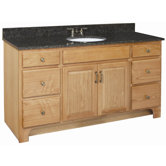 Richland 60" x 21" Double Door 4 Drawers Vanity Cabinet with Double Bowl Top