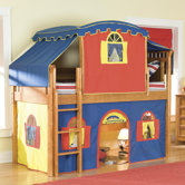 Bennington Twin Low Loft Tent Bed with Top Tent and Built-In Ladder