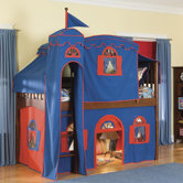 Mission Twin Low Loft Tent Bed with Tent and Built-In Ladder