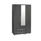 Bobby Triple Wardrobe with 2 Drawer and Mirror