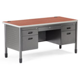 Executive Series Single Pedestal Teacher's Computer Desk with Center Drawer