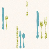 Bistro 750 Metallic Silverware W/Damask Prepasted Wallpaper