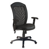 High-Back Leather Office Chair with Arms