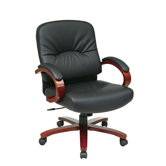 Leather Office Chair with Wood Base