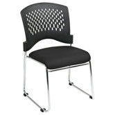 Plastic Back SpringFlex Fabric Seat Visitors Office Chair with Chrome Frame Sled Base, Gangable and Stackable, 4 Pack