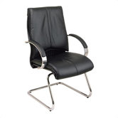 Deluxe Leather Visitors Chair with Chrome Base