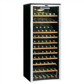 65 Bottle Wine Cooler in Black with Platinum Door Trim
