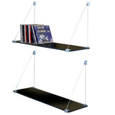 Pair of Glass Suspension Storage / Display Shelves