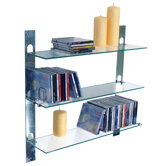 Three Tier Glass Wall CD / DVD / Book / Media Storage Shelves