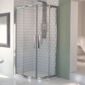 Aqua 8 Glide Quadrant Double Door Shower Enclosure in Polished Silver