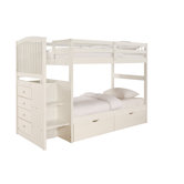 Angelica Arch Spindle Chest End Twin over Twin Bunk Bed with Stairs