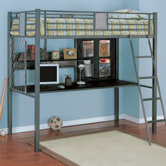 Monster Bedroom Twin Study Bunk Bed with Desk and Built-In Ladder